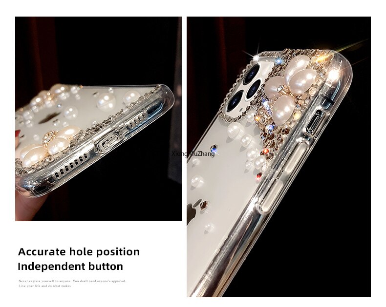 Bloem Telefoon Case Voor Motorola Moto G Stylus 5G 4G G Power G Play G 5G Plus Handgemaakte Strass Bling Clear Cover