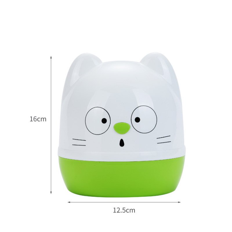 Leuke Kat Gezicht Cartoon Mini Tissue Doos Servet Papier Container Servet Cover Stofdicht Roll Papier Houder Voor Thuis Auto kinderen: Green
