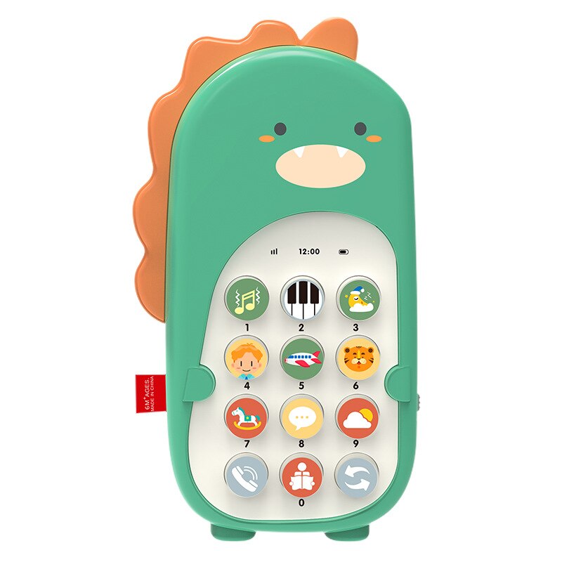 Infant Educational Bilingual May Bite with Vibration Ground Night Market Baby Children Early Learning Machine Model: Green Dinosaur Mobile Phone