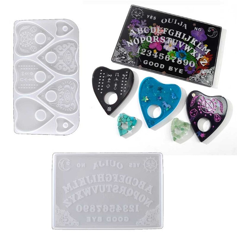 DIY Ouija- Board Planchette Resin Molds Gothic Ouija- Board Game Keychain Pendant Epoxy Silicone Mould Jewelry Making Tool