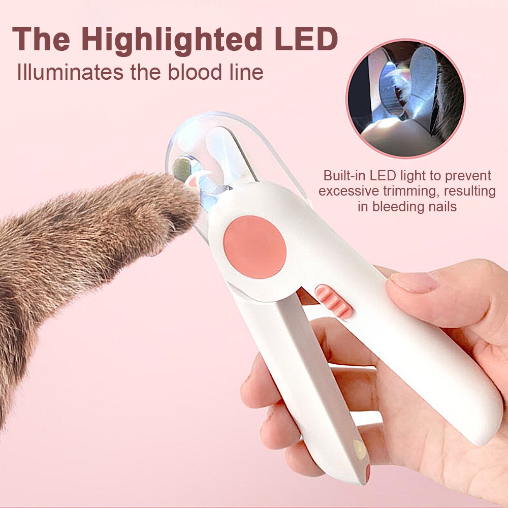 Pet Cat Dog Safety Nail Clipper With LED Lighting,Prevent Clipping The Nail Blood Vessels,Nail Grooming Cutter Trimmer