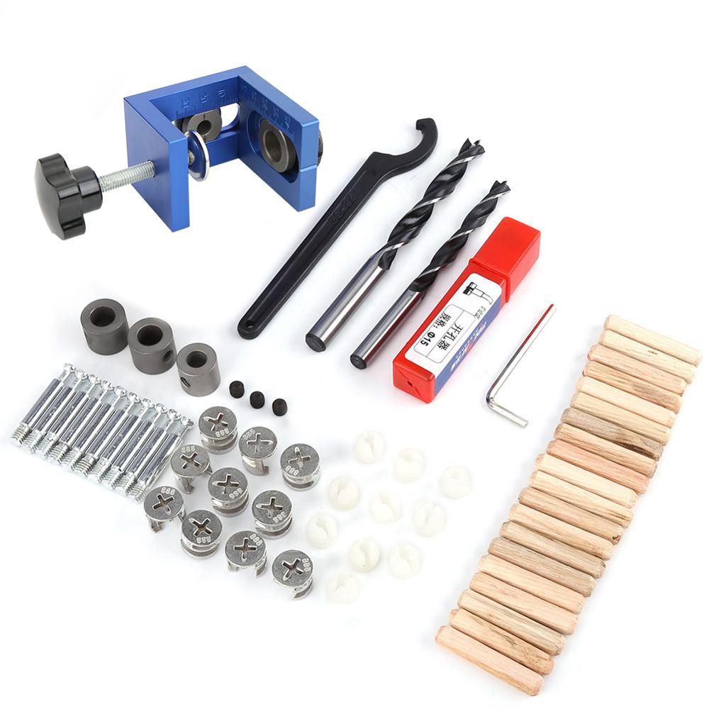 Trebearbeiding boring lokaliseringsveiledning tre dowel hole boring guide jig drill bit kit woodworking snekring stiller verktøy