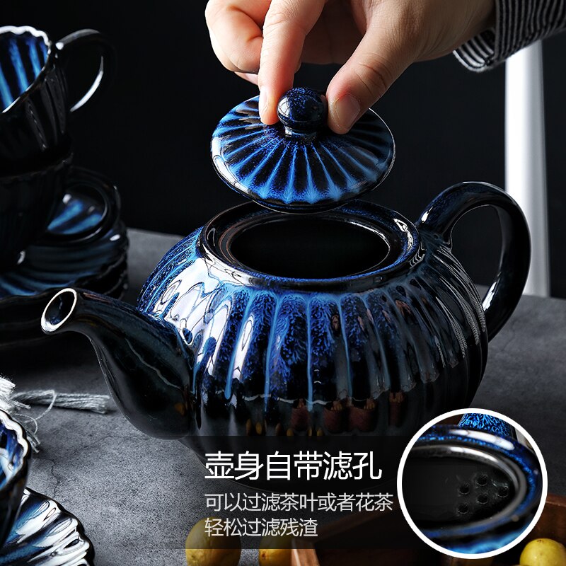 European Ceramic Teapot Set Drinking Coffee Cup Tazas De Ceramica Creativas Luxury Drinking Set 6CTH001