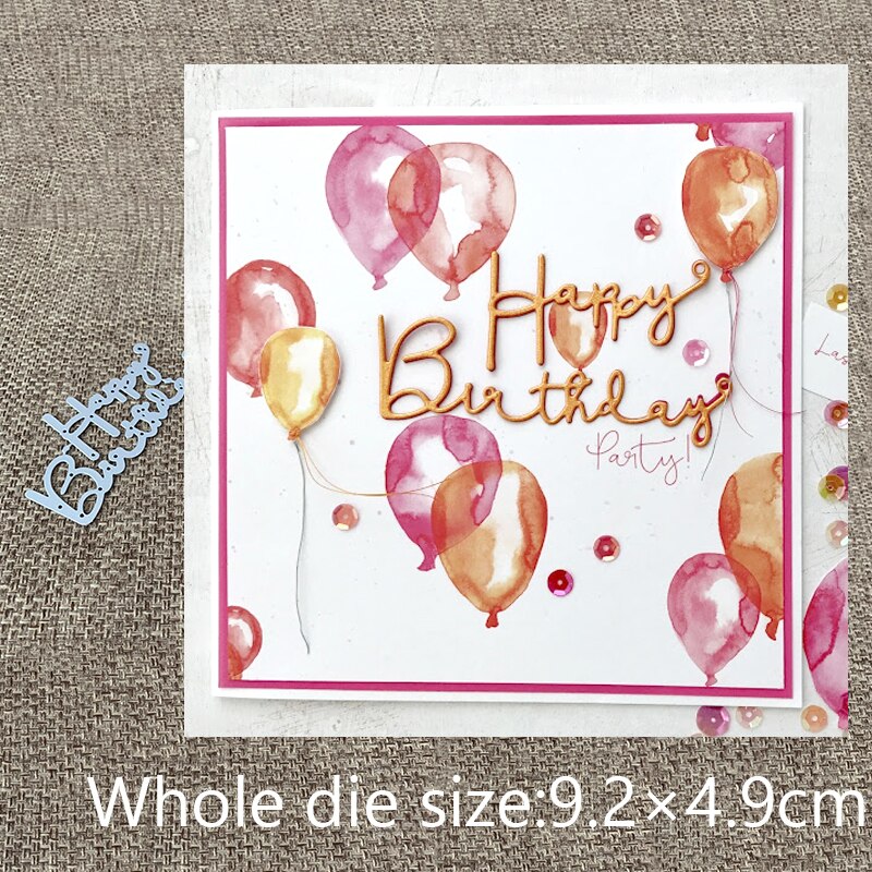Askartelu metallin leikkaus stanssaus kuosit hyvää syntymäpäivää kirjeet scrapbooking albumi paperikortti askartelu kohokuviointi stanssausleikkaukset