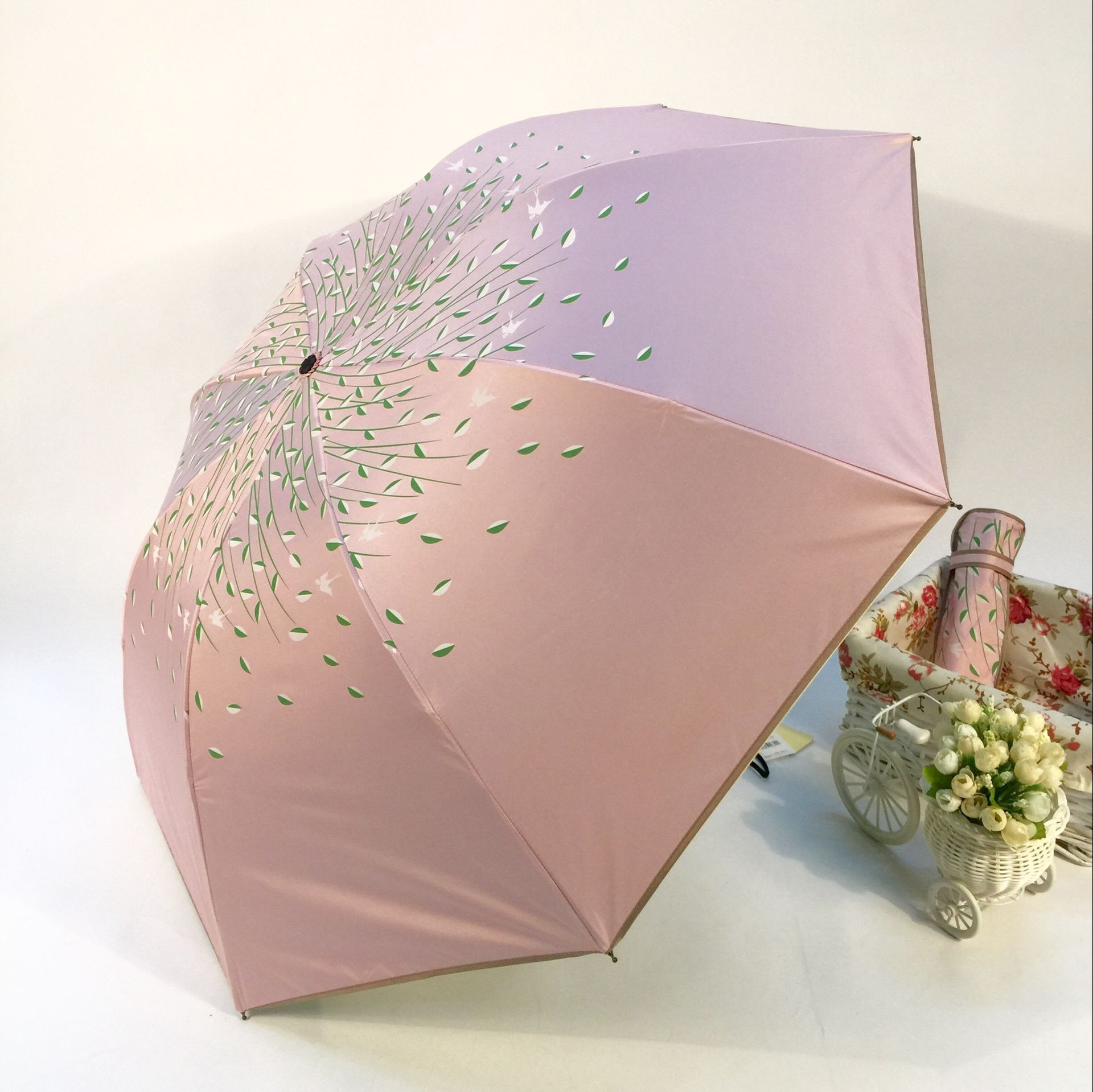 Sombrilla de doble capa para mujer, sombrilla portátil con doble hoja de princesa, ideal para , a la: Light pink