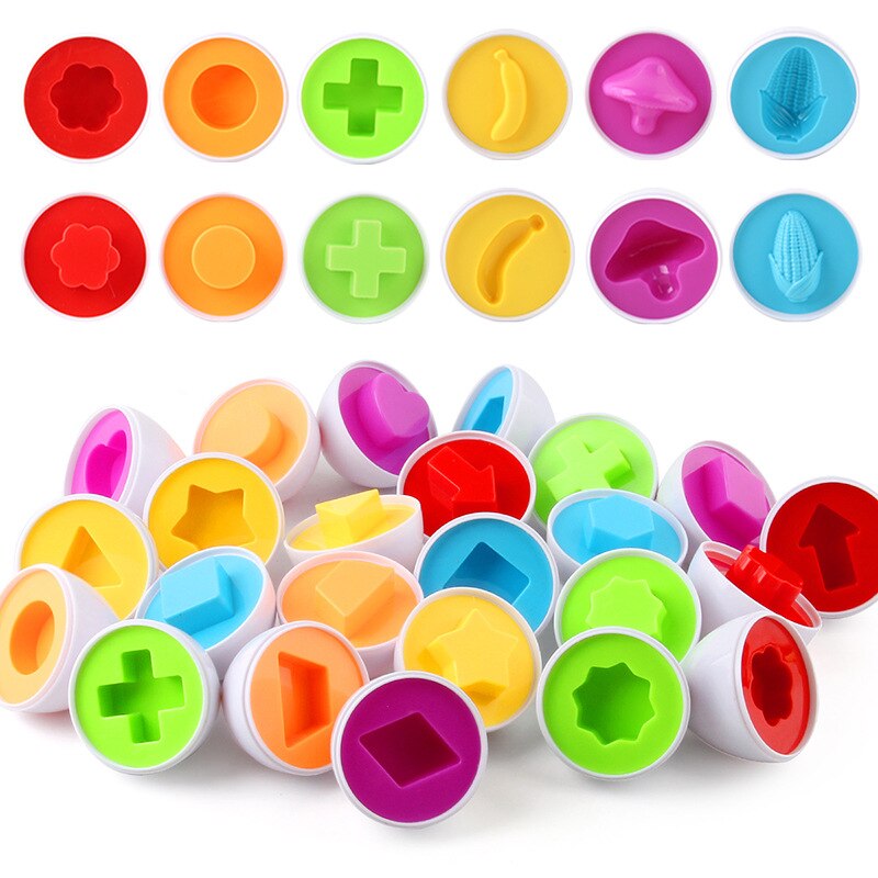 12 st/set pedagogiska leksaker smarta ägg som matchar tvinnade äggformar frukt och grönsaker 12- -pack simuleringsägg