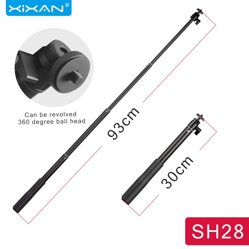 Stativ forlængelsesstang metal håndholdt 1/4 3/8 tommer skruemonteret monopod adapter til slr kameratelefon selfie stabilisator: Sh28
