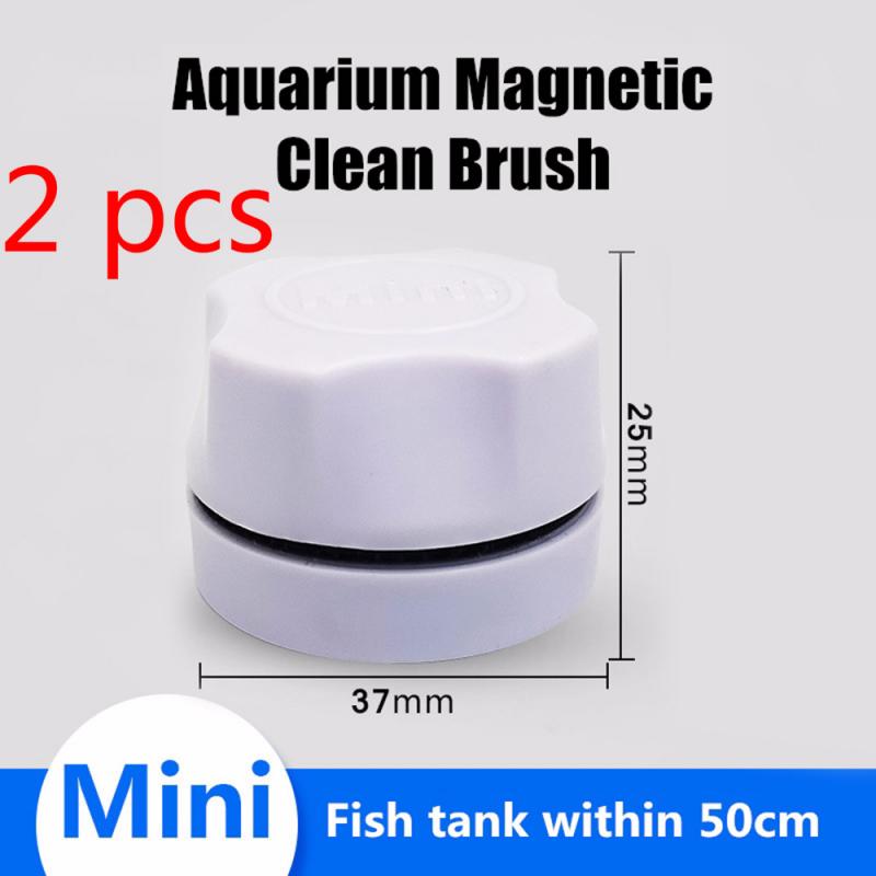 Mini Aquarium Fish Tank Magnetic Clean Floating Glass Brush Algae Scraper Curve Glass Cleaner Window Magnet Cleaning Tool: 2 white