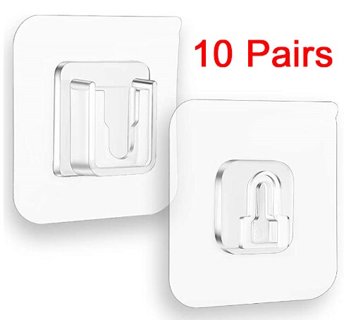 Crochets muraux adhésifs Double face, support mural à ventouse solide et Transparent pour la cuisine, le bureau et le salon: 10 pairs