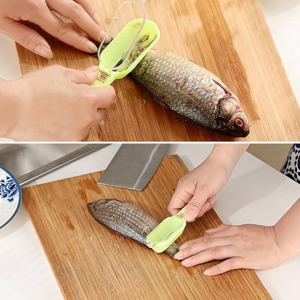 Efficient Fish Scale Peeler Quick Cleaning Fish Skin Steel Plastic Scraper Kitchen Fish Scale Remover