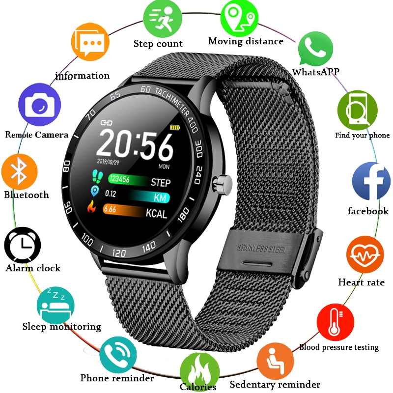 Lige smart ur mænd oled farveskærm hjertefrekvens blodtryk multifunktionstilstand sport smartwatch fitness tracker