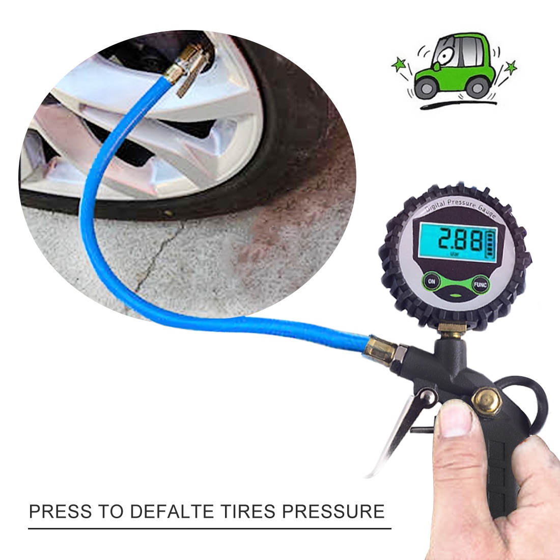 0-220 PSI Pressure Gauge Automobile Pressure Gauge Car Truck Air Tire Inflator with Gauge Dial Meter Tester Measuring Instrument