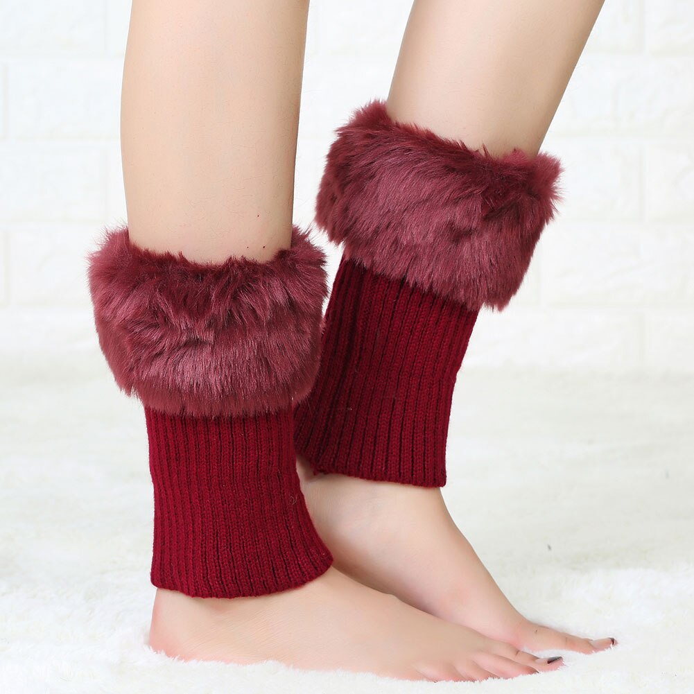 Frauen Feste Stiefel Socken Winter draussen Zubehör Gestrickte Deckel Erwachsene Weichem Bein Wärmer Knöchel fußlos Hülse: verrotten