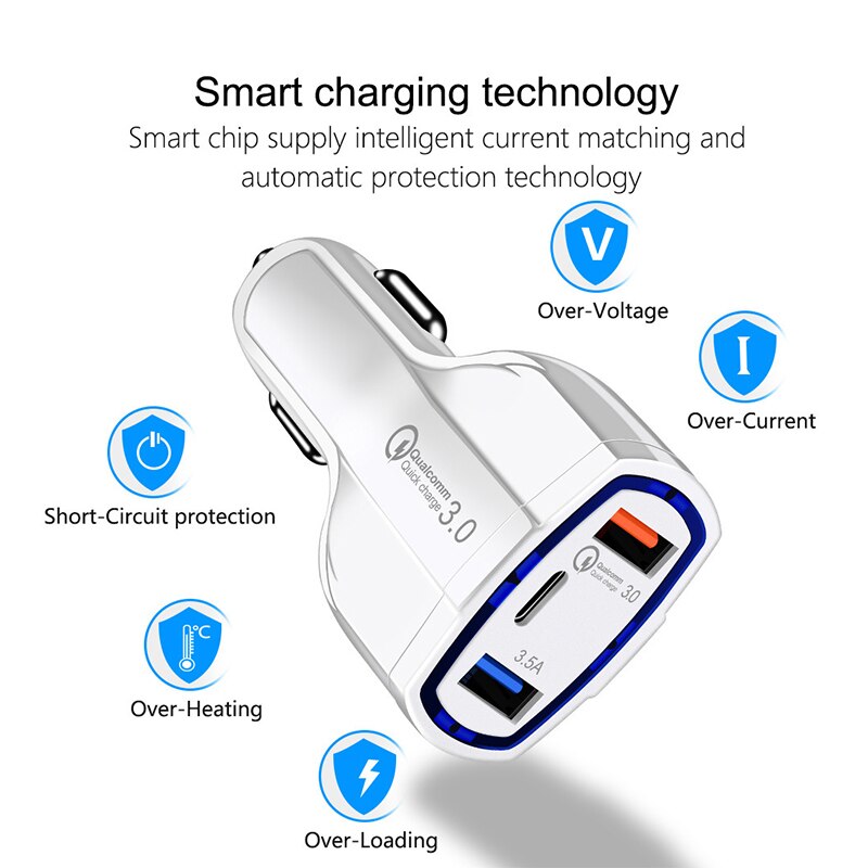 Schnell QC 3,0 Dual USB Auto Ladegerät Auto Leichter Slot Schnelle PD Auto Ladung Telefon Android Ladung Adapter Daten Tablette Auto-Ladegerät