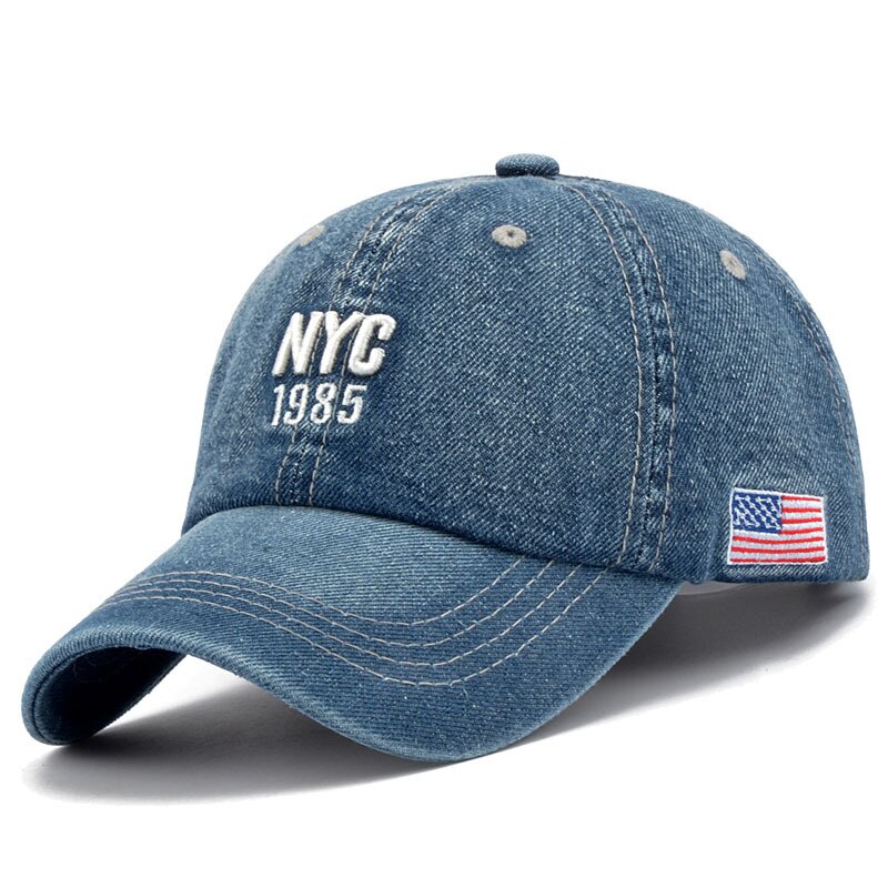 NYC Denim Baseball Cap Mannen Vrouwen Borduren Brief Jeans Snapback Hoed Pet Zomer Sport VS Hip Hop Cap gorras: dark blue