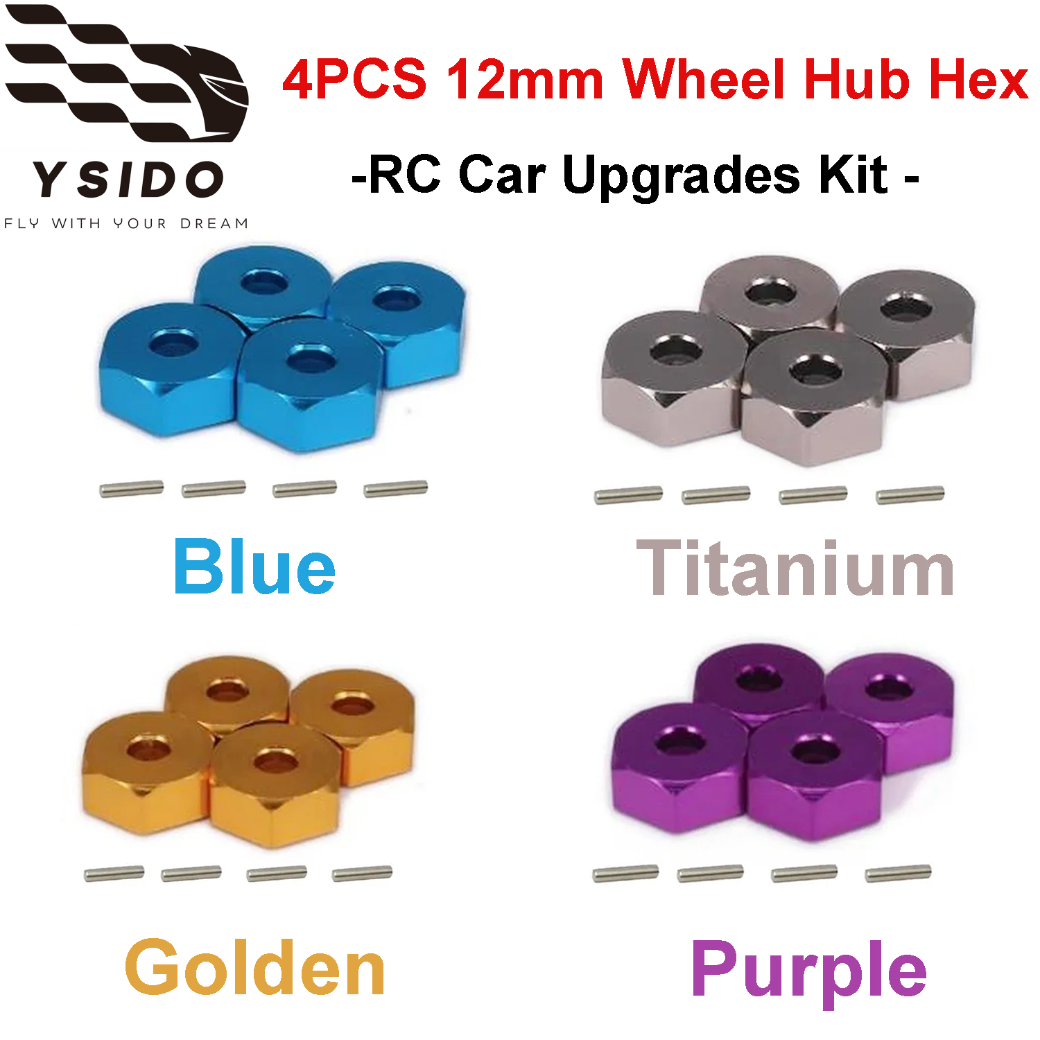 4PCS YSIDO RC Auto Upgrades Kit Aluminium 12mm Wielnaaf Hex voor 1/10 1/12 1/14 Wltoys 144001 124017 144010 RC Model Onderdelen