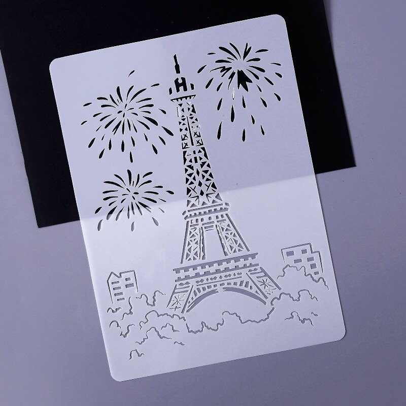 Szablon do wytłoczeń punktowych Pre Tracing linijka wieża eiffla Big Ben Spray/ściany ręcznie malowanie szablony DIY Scrapbooking dekoracja albumu: No.1