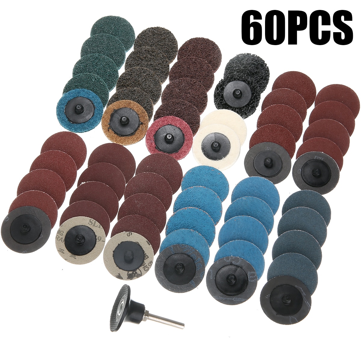 60Pcs 2 zoll 50mm Rolle Lock Oberfläche Schleifen Discs Pad Polieren Schleifpapier Für Metall Kunststoff Schleif Werkzeuge