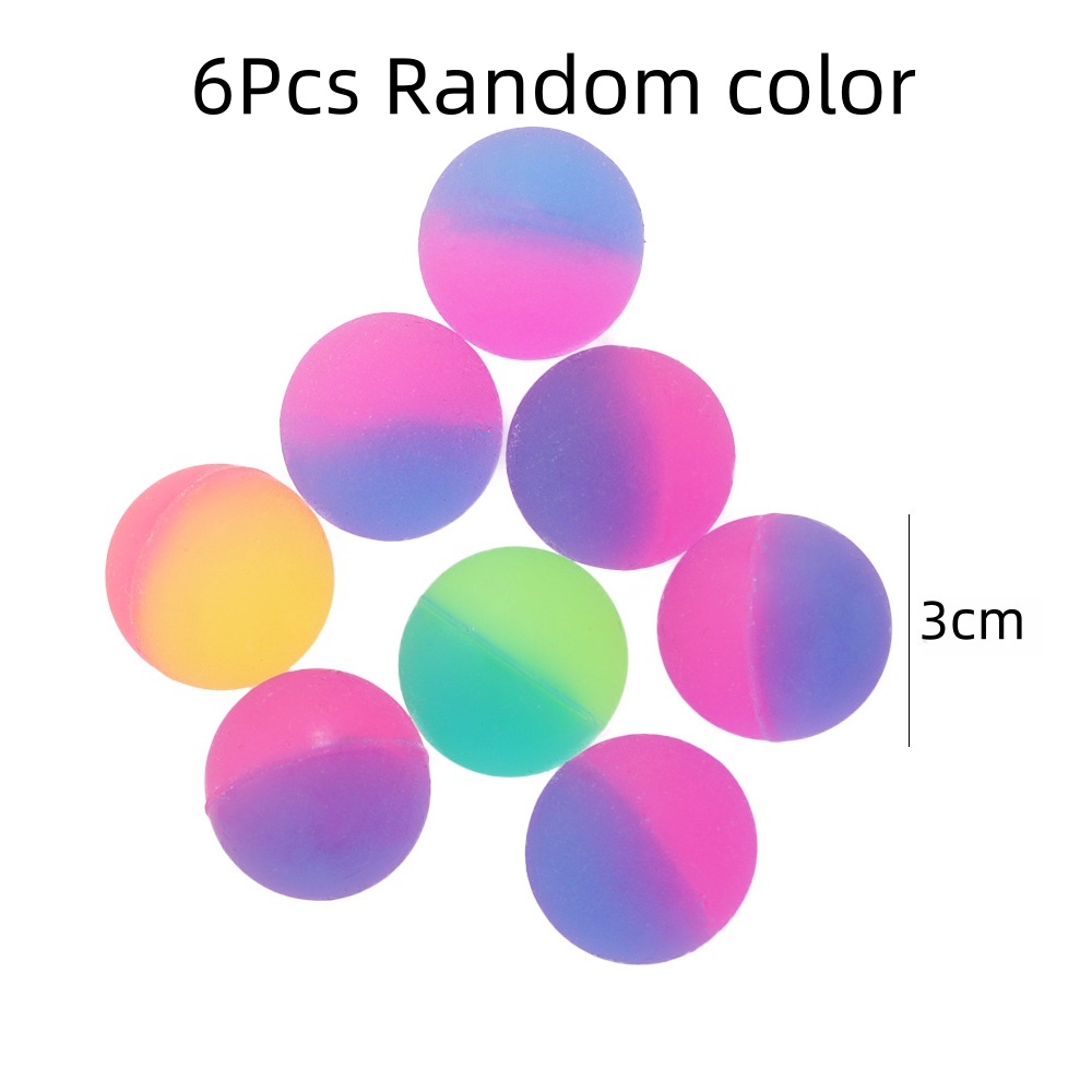 6Pcs 3cm Two-color Outdoor Bouncy Ball Kids Party Supplies Birthday Pinata Filler Christmas Carnival Party Reward Toy: Default Title