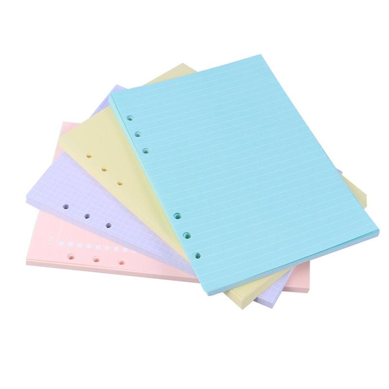 4 pezzi colorati fogli di carta a fogli mobili raccoglitore per fogli Notebook A5 indice classificazione etichette divisori carta (sei fori)