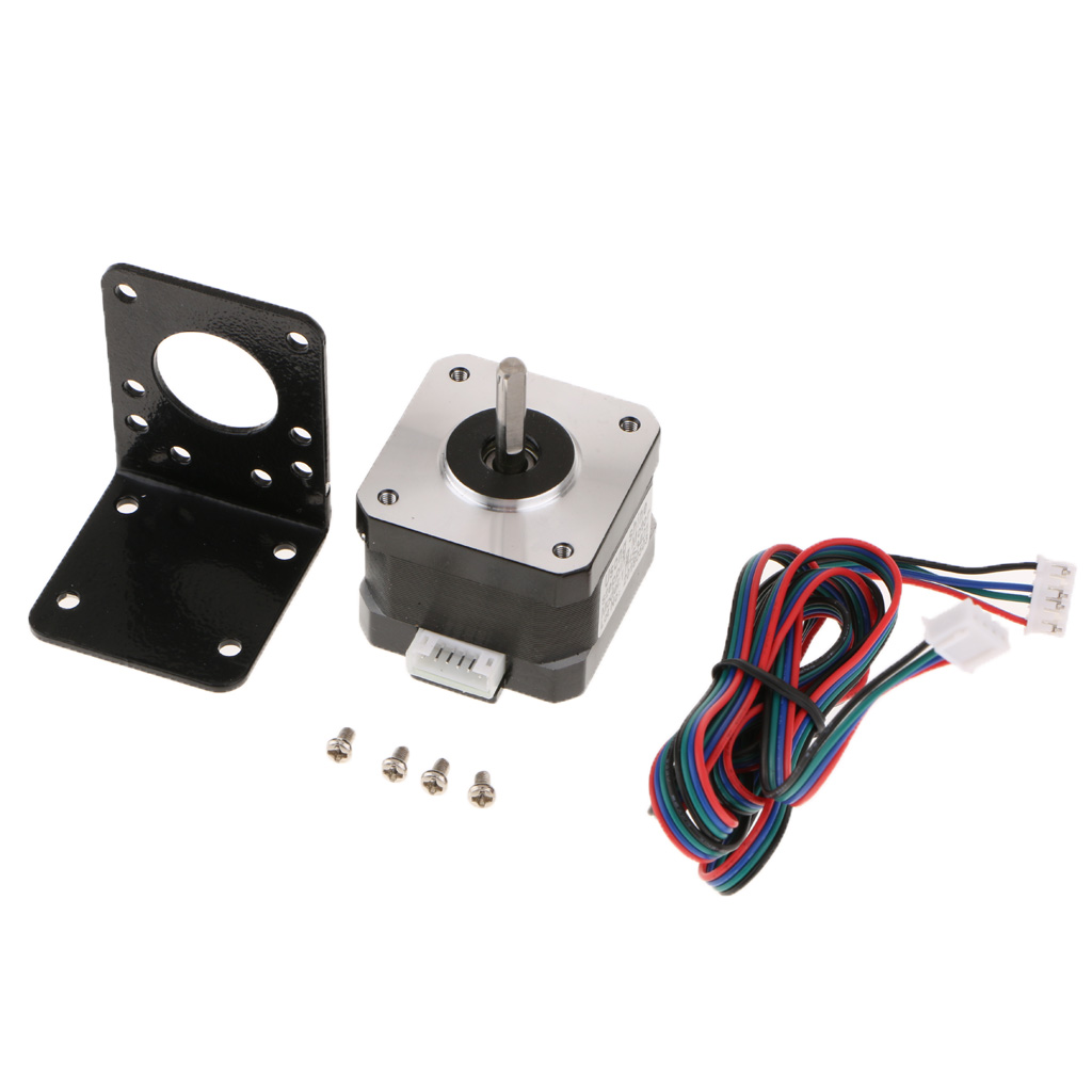 Motor paso a paso + soporte Nema 17, Bipolar, 42mm, 4,4 kg, cm, 1,68a, 4 conductores, impresora 3D, Hobby CNC, línea de Motor y tornillo, 42