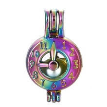 5 pcs Rainbow Kleur Klok Parel Kooi Kralen Kooi Essentiële Olie Diffuser Charmes Medaillon Hanger DIY Sieraden Maken voor Oyster parel