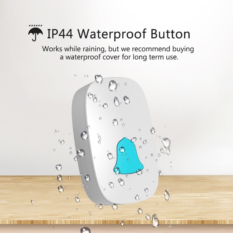 Newest White Wireless Doorbell Waterproof 200M Remote Home LED Door Ring Bell EU Plug 36 Chime Door Bell 1 Button 1 Receiver