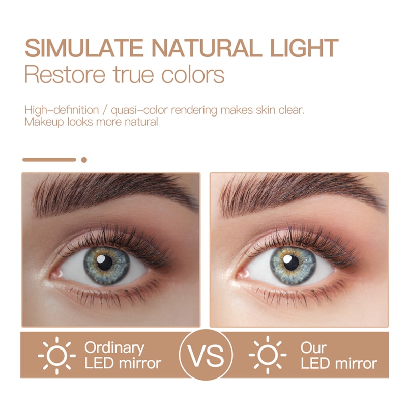 Maquillaje espejo de maquillaje espejo con luz Natural blanca luz del día tocador espejo led desmontable Base de almacenamiento Led Lustro espejo aumento