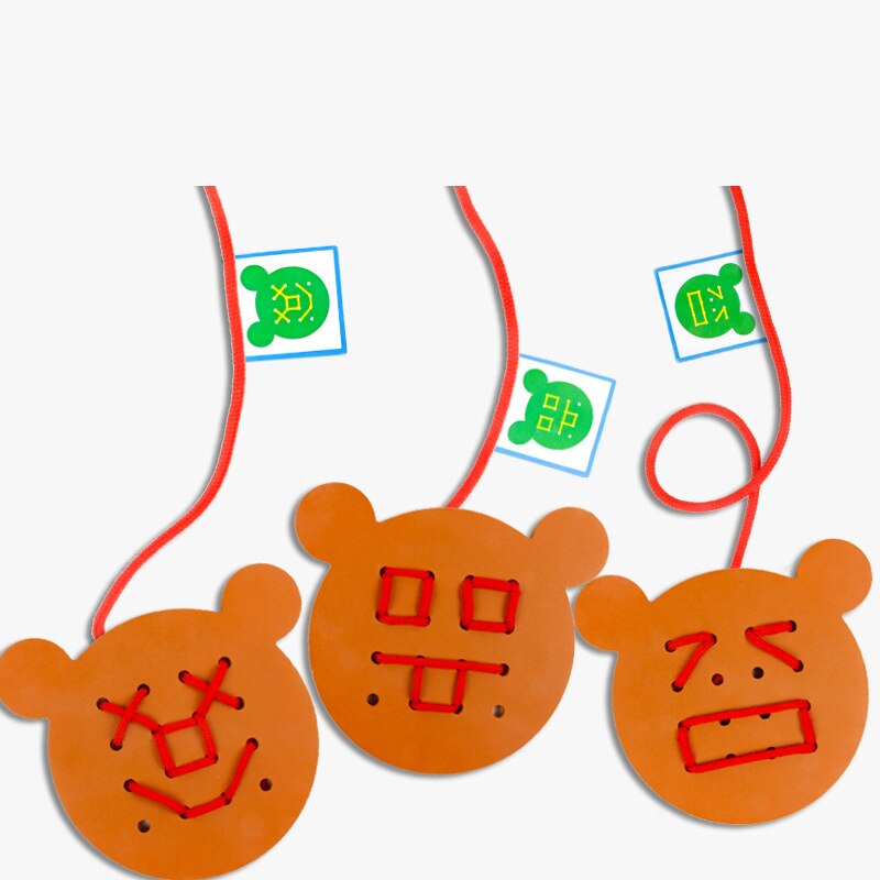 Kinderen Vorm Cognitie 3-6 Jaar Vroeg Leren Educatief Puzzel Dragen Touw Naaien Play Kit Grappig Speelgoed voor Kids