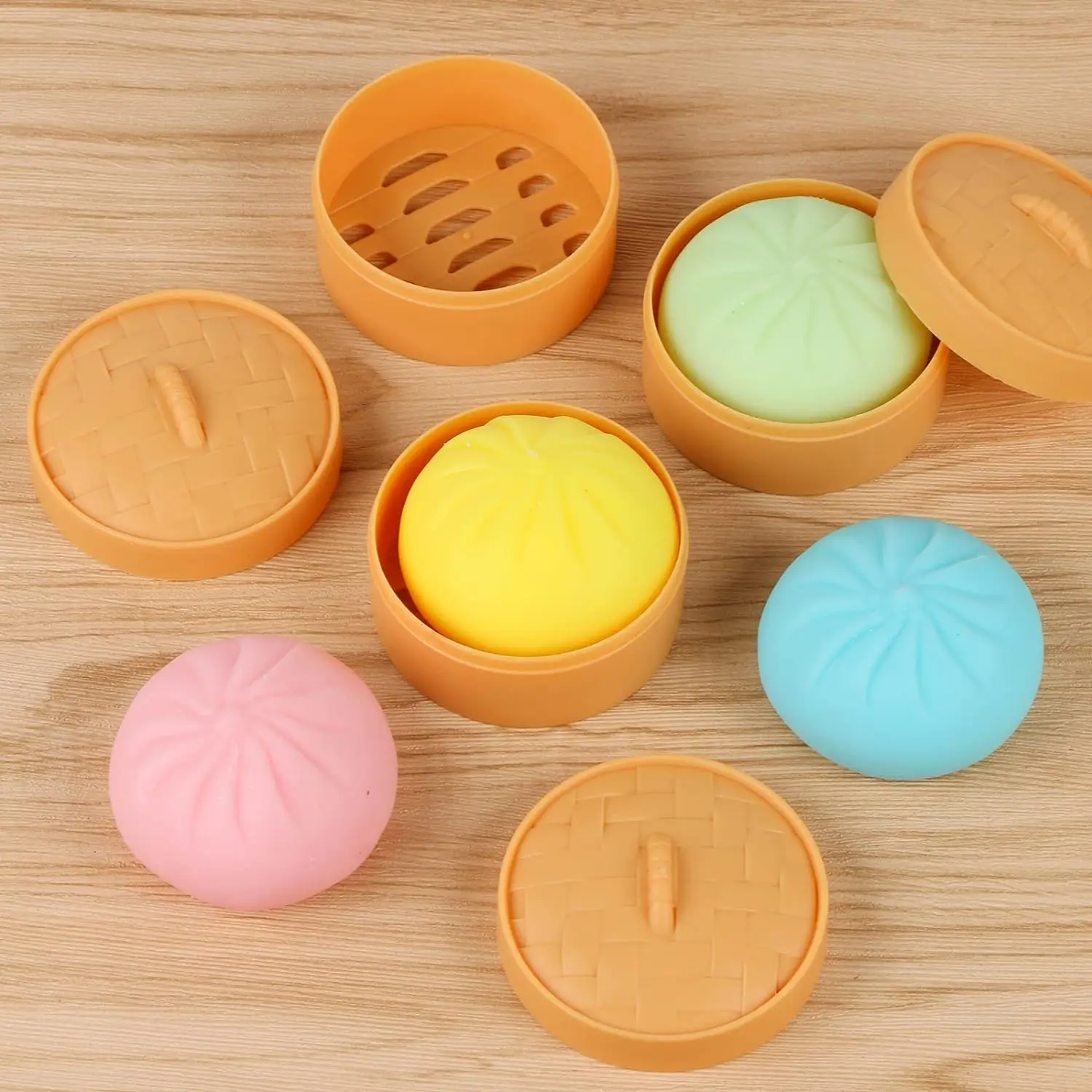 Bolas antiestrés coloridas para bolas de masa, juguete sensorial para apretar, pelota para aliviar el estrés, juguete de mano, bollo con vaporizador de alimentos, escritorio elástico: Bronce rosa