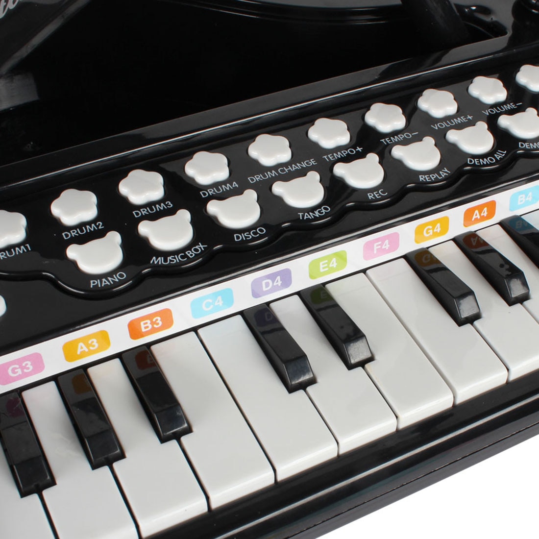 Barn 24 tangenter piano mini musik barn musikinstrument leksaksuppsättning med mikrofon för barn - svartrosa