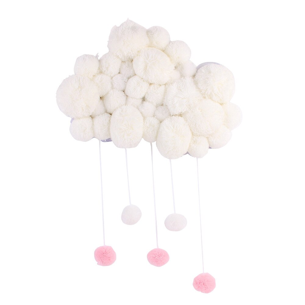 Decoración de habitación de bebé, Bola de Pelo corta de terciopelo Coral para recién nacido en la cuna, accesorios de fotografía para habitación infantil, colgante de pared: Blanco
