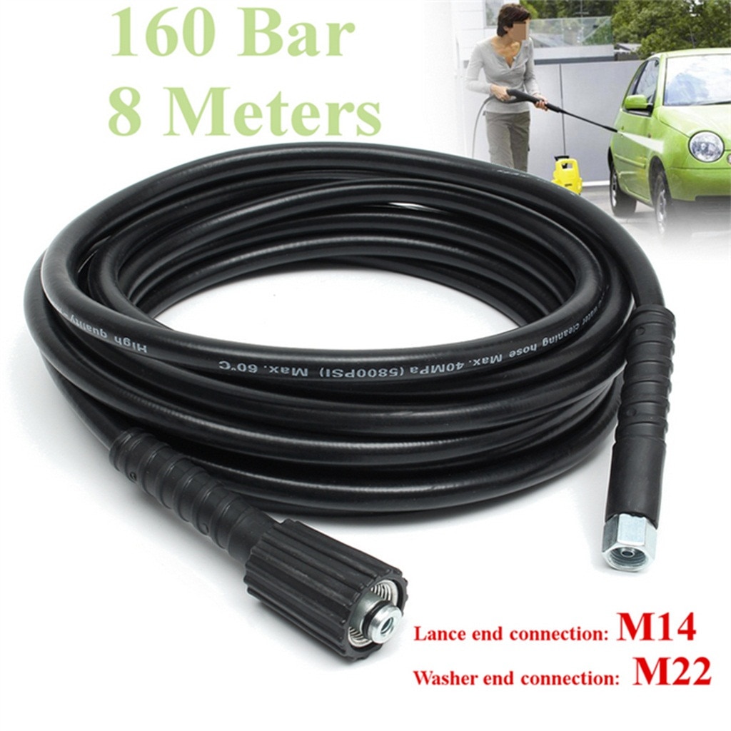 8m Replacement High Pressure Car Washer Hose M 22 160 Bar Extension 26 FT For Cleaner Maintenance Cleaning Machine#0430g30