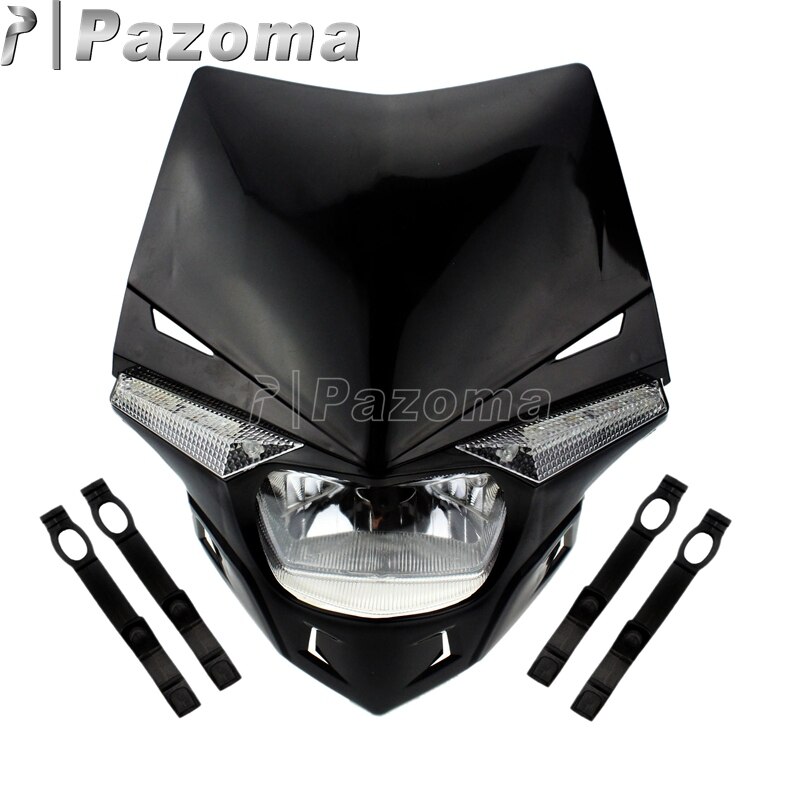 Motorrad Enduro Kopf Licht Supermoto Moto-Cross Universal- Scheinwerfer Dual Sport für KTM EXC SX SXF XC MX SMR: Schwarz