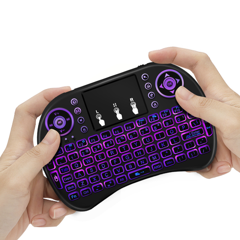 2.4Ghz Wireless Keyboard 7 color backlit i8 Mini Russian English 3 colour Air Mouse with Touchpad Remote Control Android TV Box