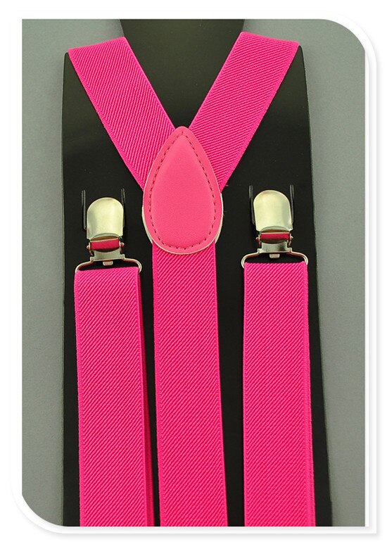 Neue KINDER Hosenträger 2,5 cmx65cm 36 farben Mix Kinder/Jungen/Mädchen Hosenträger Elastische Hosenträger Schlank Hosenträger Y-schwarz Hosenträger/Gürtel: Hot Pink