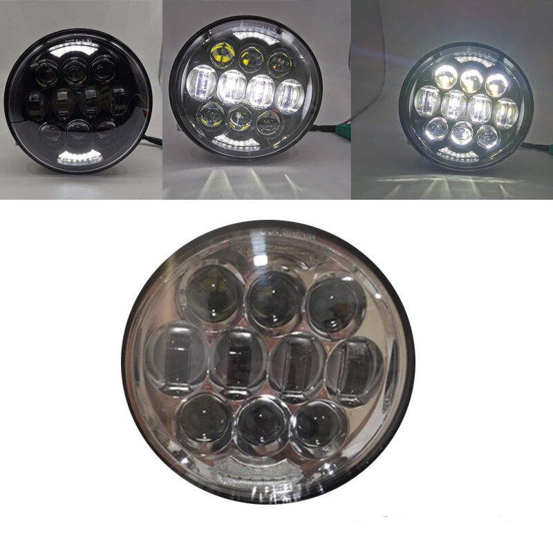 Universal- Motorrad Scheinwerfer 5,75 Zoll LED Scheinwerfer H4 Phare Farol Moto Scheinwerfer Hallo/Abblendlicht 5-3/4 "projektor Licht Eisen 883.: 80w Chrom