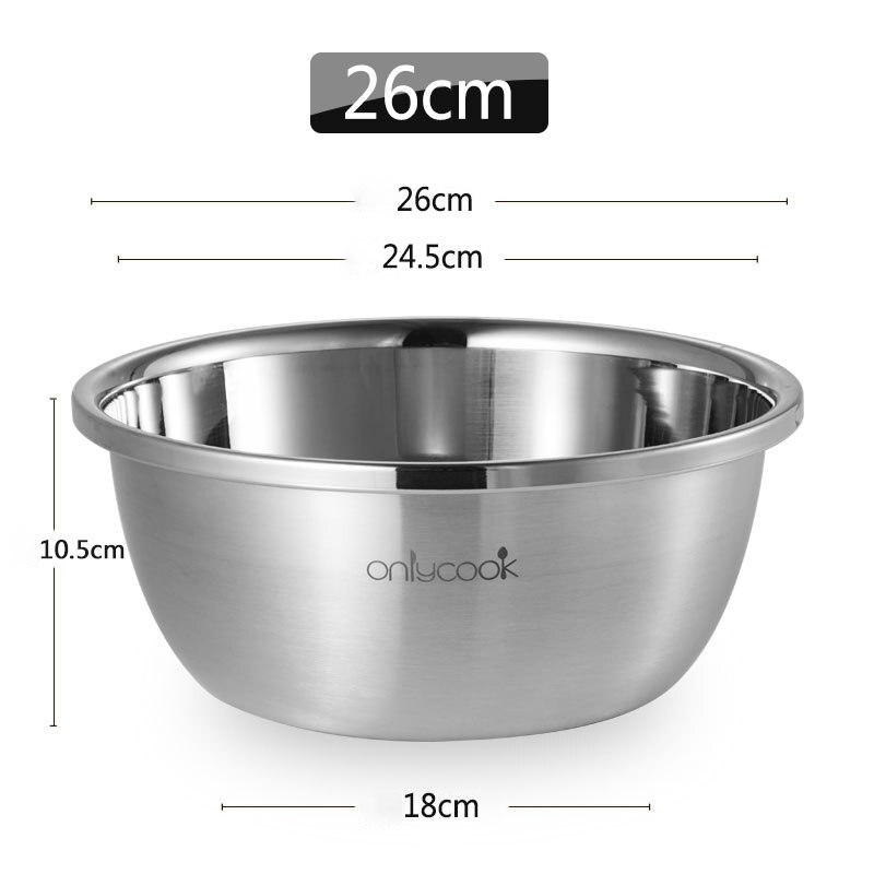 Thickened 304 stainless steel basin, deepened soup basin, food grade and basin, baking egg basin, vegetable washing basin: E