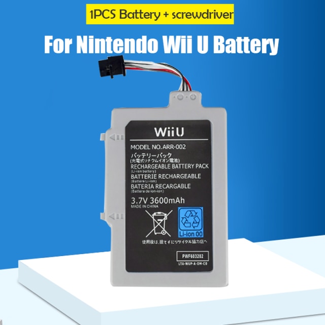 Paquete de batería recargable para Nintendo Wii U, 3,7 V, 3600mAh, ARR-002, controlador de mando, batería de repuesto con paquete de herramientas: 1PCS