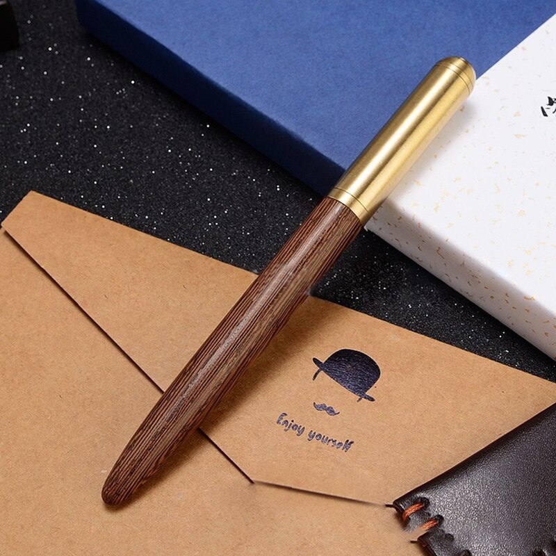 Mahogany Sandalwood Brass Pen Signature Pen Luxury Wood Fountain Pen Ink Pen Nib 0.5mm: Chicken wing wood