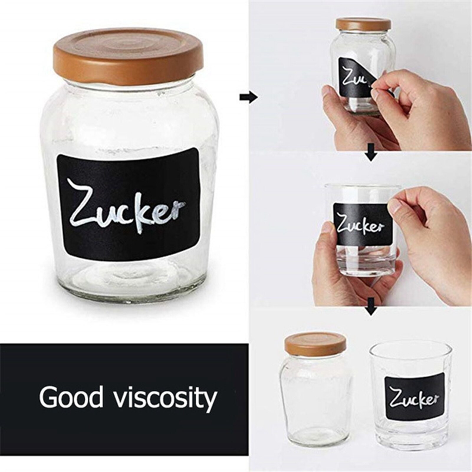 Thank You Stickers Labels PVC Removable Waterproof Blackboard Sticker Packaging Kitchen Jars Organizer Labels