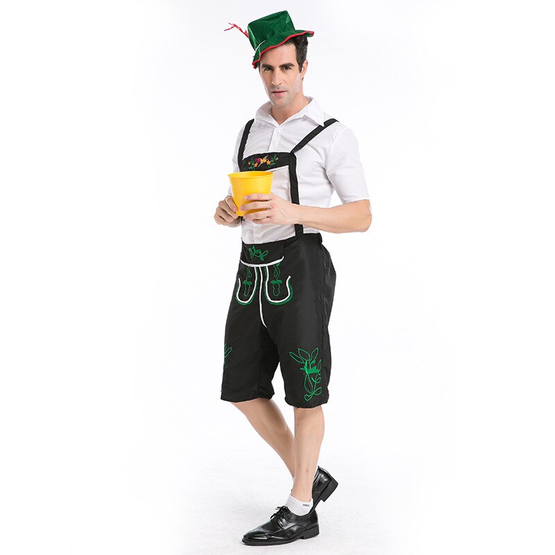 Lederhosen Oktoberfest disfraces hombres blanco Top tradicional alemán bavariano cerveza masculino Cosplay Halloween Festival ropa