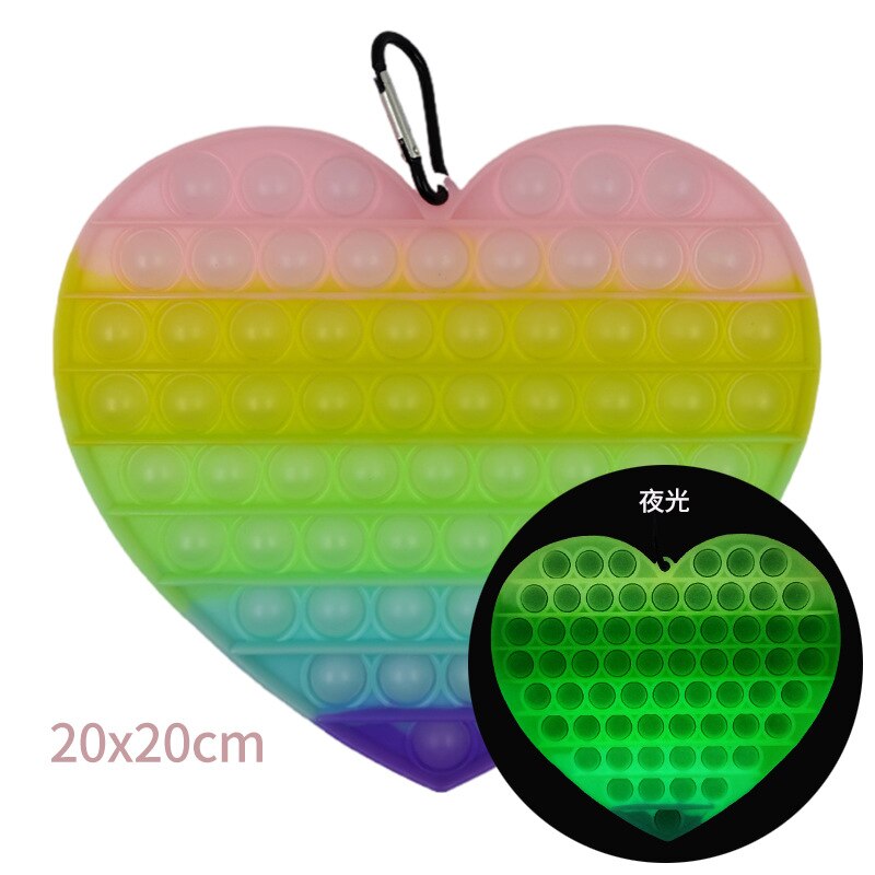 30cm große, fluoreszierende, im dunkeln leuchtende druckblasen-fidget-spielzeuge zum entspannen und beschäftigen – stressabbau durch druckknallen: 20cm stunden