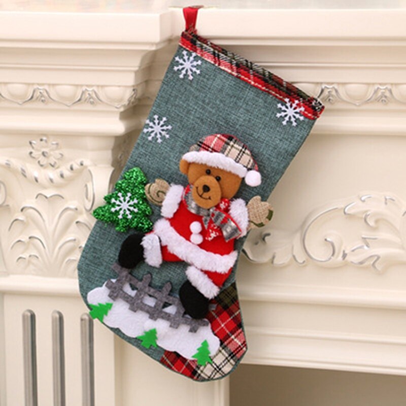 Calcetines de Navidad para decoración de chimenea, bolsas grandes de de Navidad, Año , 2022, bolsa de embalaje de dulces, adornos de árbol de ciervo: Large C