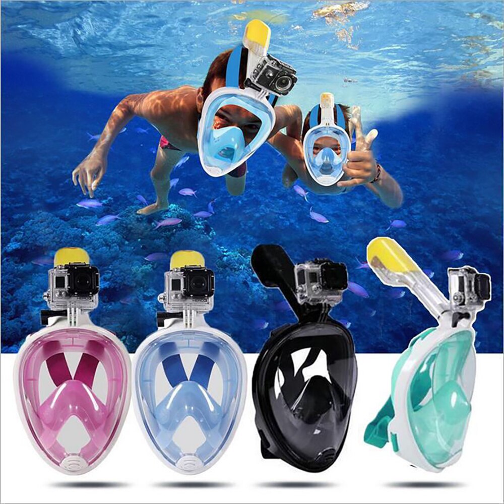 Underwater Diving Mask Anti-Fog Swimming Full-Face Snorkeling Swimming Mask Camera Mount Women Men Safety Diving Snorkel Masks