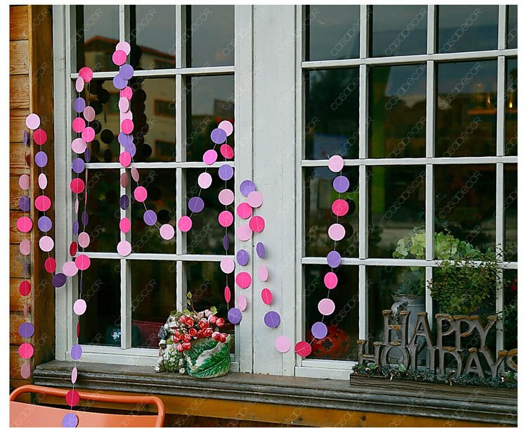 2 pçs/lote 4 M Comprimento Bonito Rodada Colorido Quarto Casamento Decoração Do Partido Guirlanda De Papel Lahua Hoom Parede Deco Bandeira Colorida cortina: red rose pink purple
