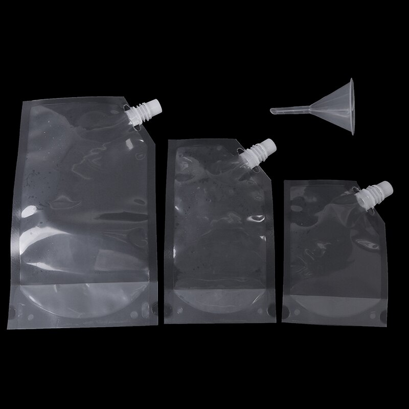Plastic Spout Pouch Juice Stand-up Wine Liquid Beverage Flask BPA Free Storage Water Bags Funnel Camp Hiking Cooking Supplies