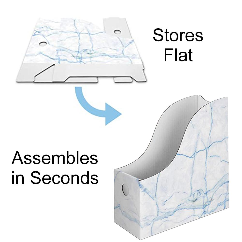 Porte revues en carton robuste boîte de rangement étanche pour magazines bacs à livres organisateur de porte-fichiers de bureau avec étiquettes incluses # 4O