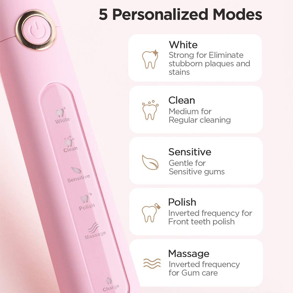 Fairywill brosse à dents sonique électrique FW-507 USB Charge Rechargeable étanche électronique dent 8 brosses têtes de rechange adulte