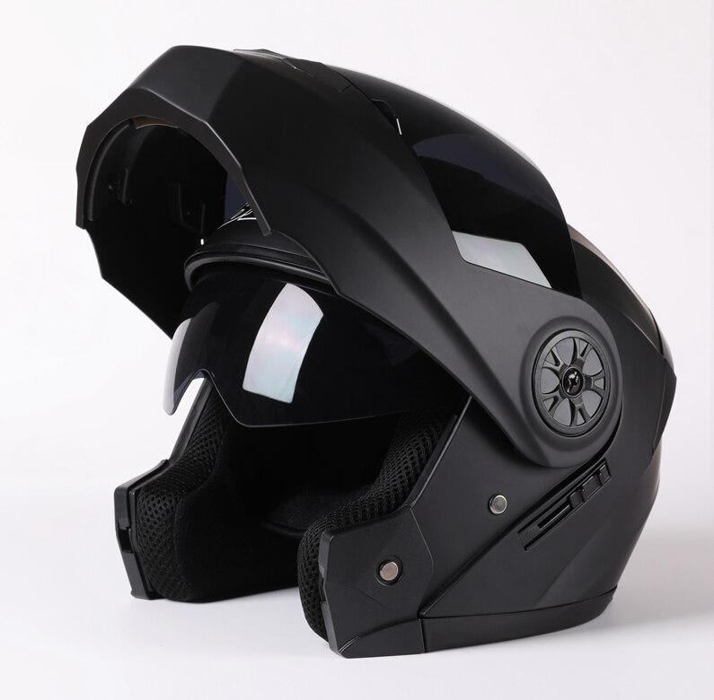 Flip up dobbel linse motorsykkelhjelm modulær motocross helhjelmer casco moto capacete casque